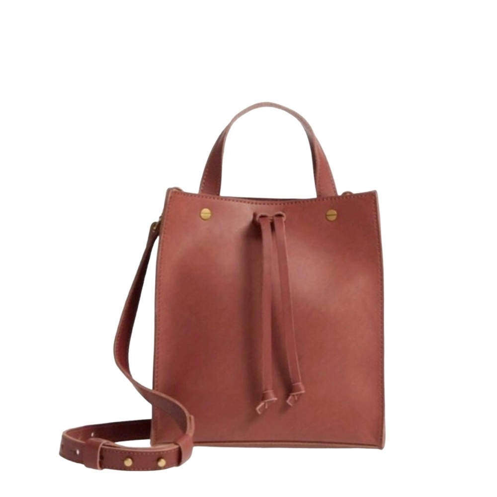 Madewell Passenger Crossbody Handle Brown Leather Convertible Drawstring Purse